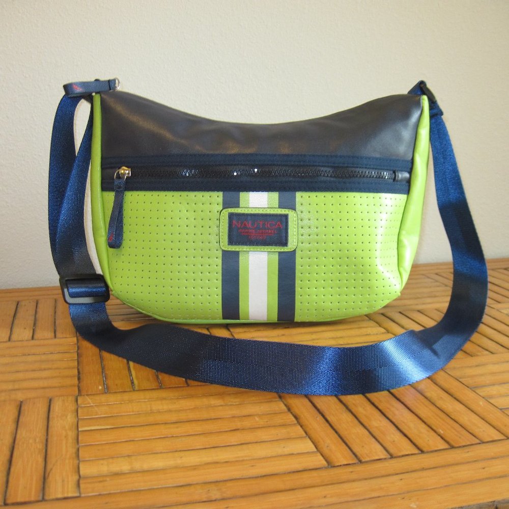 Nautica Lime and Navy Stripe Venture Cup Purse
